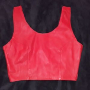 Sexy red  genuine leather lining100%satin vest